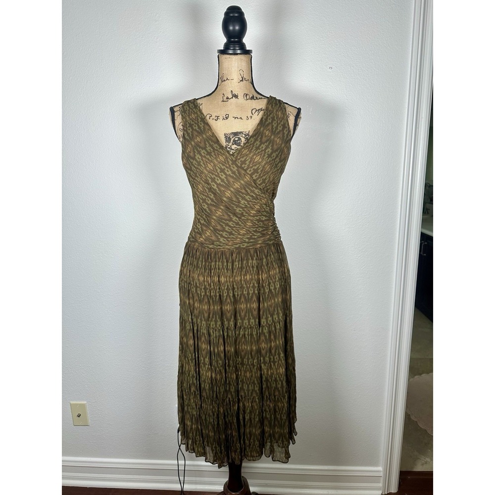 Lauren Ralph Lauren Silk Tahiti Calf Length Lined dress size 4P
